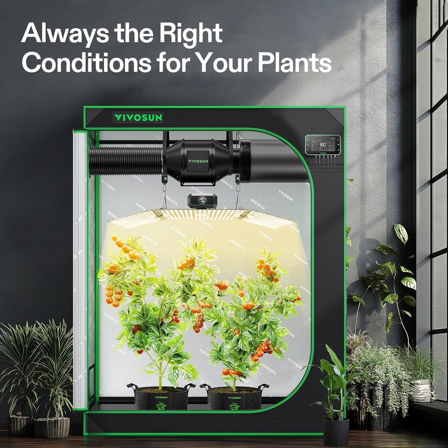 Vivosun Smart Grow Tent Kit GIY-SGS-42 Pro 2x4, 2-Plant Complete System, with WiFi E42A+ Controller, 200W AeroLight Wing LED Grow Light, 4-inch AeroZesh T4 Ventilation Combo, and AeroWave E6 Gen2 Clip-on Fan