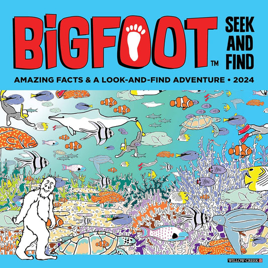 Paradise Clay FCP117 Willow Creek Press Bigfoot Seek & Find Monthly 2024 Wall Calendar - Book