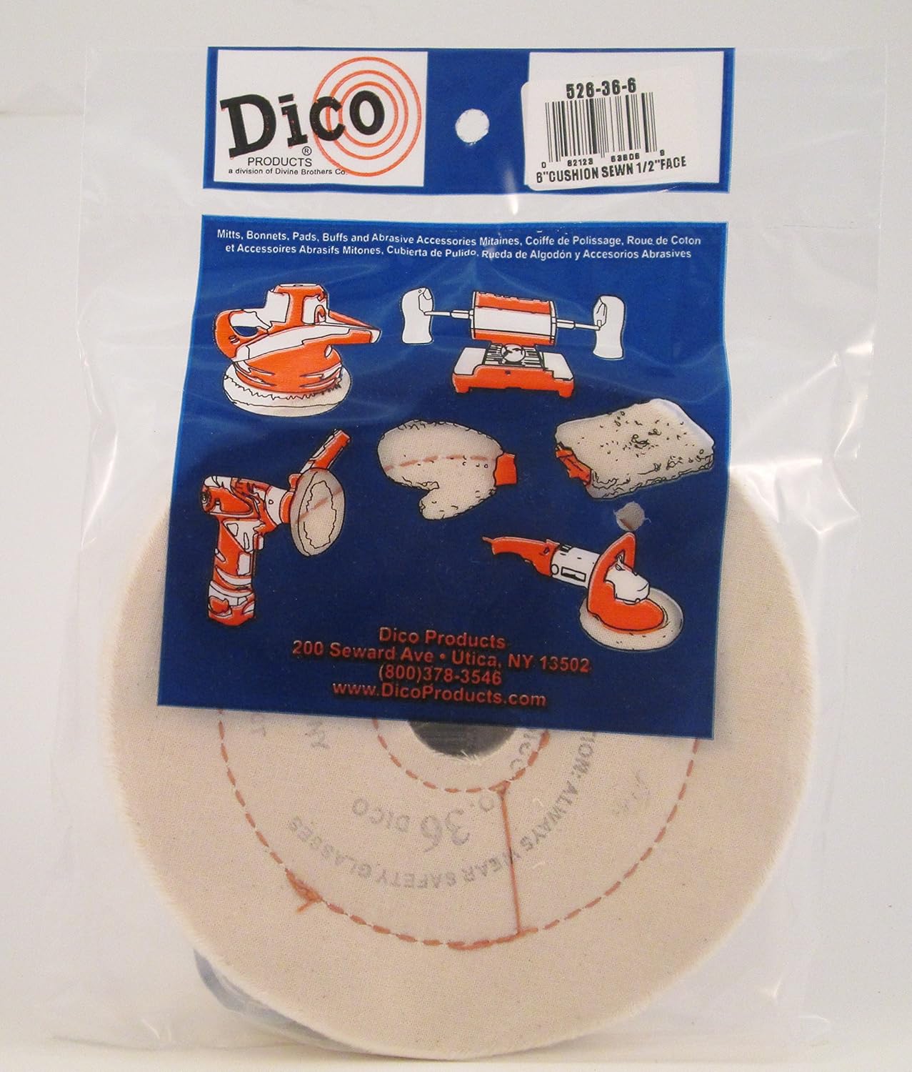 Dico 7000121 1/2" Thick Cushion Sewn Buffing Wheel, 4" Diameter