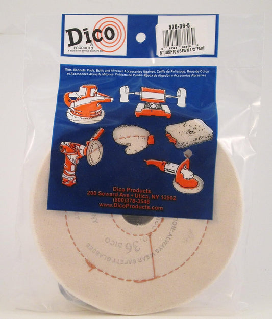 Dico 7000121 1/2" Thick Cushion Sewn Buffing Wheel, 4" Diameter