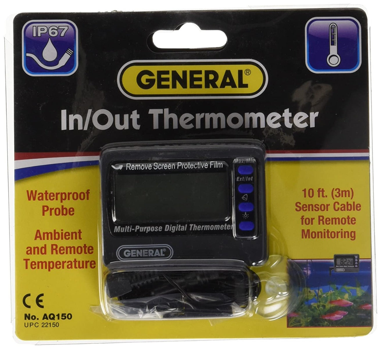 General Tools AQ150 Inside/Outside Thermometer With Waterproof Probe