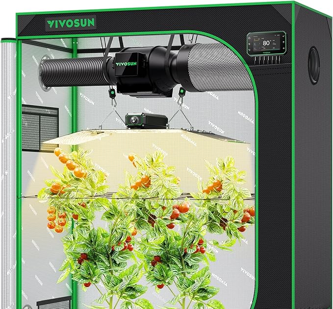 Vivosun Smart Grow Tent Kit GIY-SGS-42 Pro 2x4, 2-Plant Complete System, with WiFi E42A+ Controller, 200W AeroLight Wing LED Grow Light, 4-inch AeroZesh T4 Ventilation Combo, and AeroWave E6 Gen2 Clip-on Fan