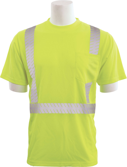 Delta Plus WEL62306HL5X 9206SEG Type R, Class 3 Birdseye Mesh Short Sleeve T-shirt with Segmented Tape, Hi Viz Lime, 5X