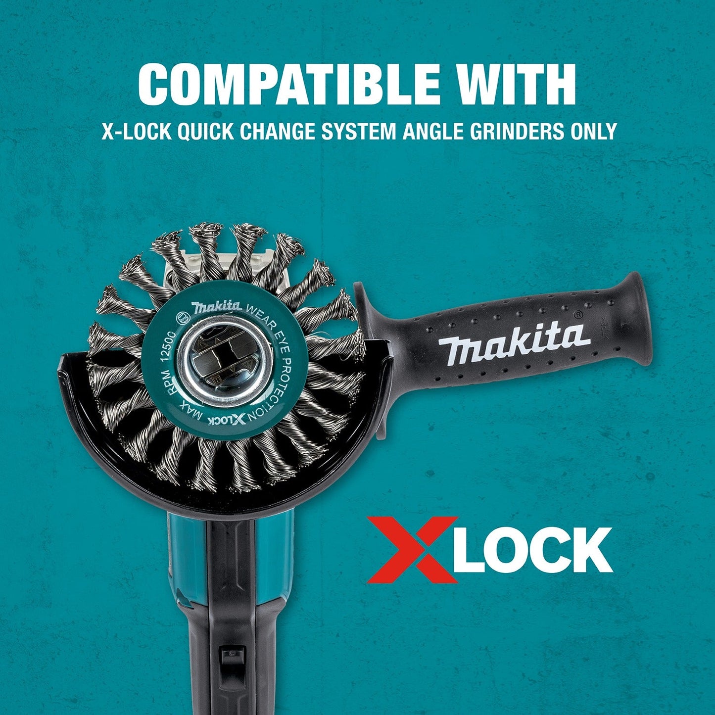 Makita D-72590 X‘LOCK 4‘1/2" Stainless Steel Full Cable Knotted Twist Wire Wheel