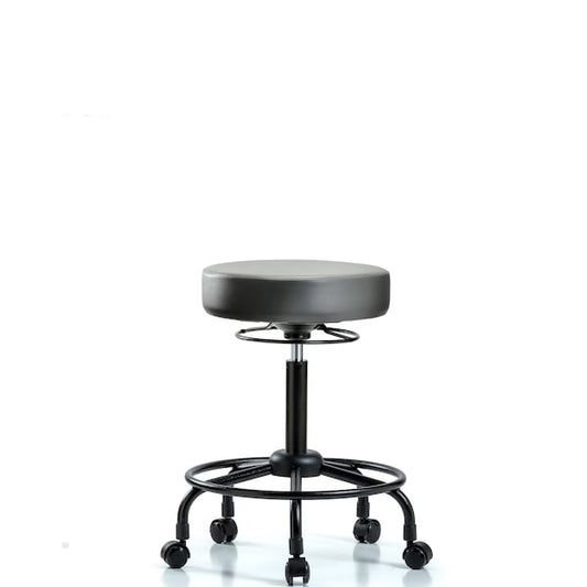 Blue Ridge Ergonomics VMBSO-RT-RC-8840 Rutledge Vinyl Stool without Back - Medium Bench Height with Round Tube Base & Casters in Sterling Supernova™ Vinyl