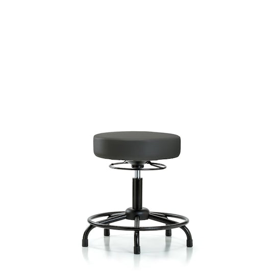 Blue Ridge Ergonomics VDHSO-RT-RG-8605 Rutledge Vinyl Stool without Back - Desk Height with Round Tube Base & Stationary Glides in Charcoal Trailblazer™ Vinyl