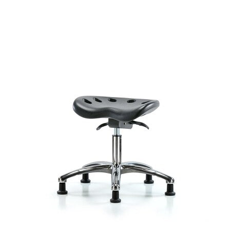 Blue Ridge Ergonomics PTDHSO-CR-CC-BLK Polyurethane Tractor Sit-Stand Stool Chrome - Desk Height with Chrome Casters in Black Polyurethane