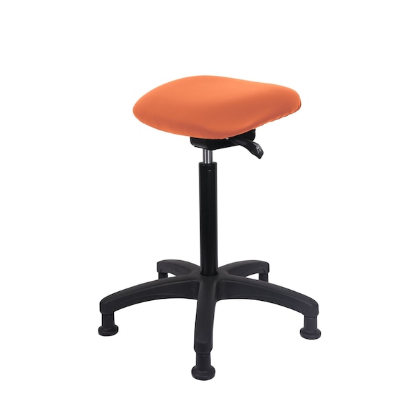 Blue Ridge Ergonomics VDHCH-CR-T0-A0-RG-8613 Rutledge Vinyl Chair Chrome - Desk Height with Stationary Glides in Orange Kist Trailblazer™ Vinyl