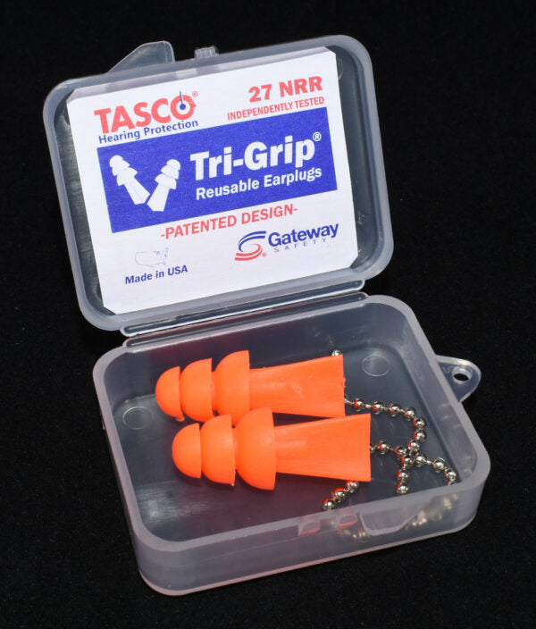Gateway Safety 941101 Tri-Grip Reusable Earplugs - 27 NRR, Patented Triple-Flange Design, Corded or Uncorded