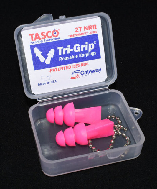 Gateway Safety 941301 Tri-Grip Reusable Earplugs - 27 NRR, Patented Triple-Flange Design, Corded or Uncorded