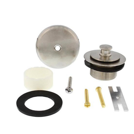 Jones Stephens B51035 Brushed Nickel One-Hole Friction Lift Tub Drain Trim Kit, Includes Two-Hole Conversion Bar