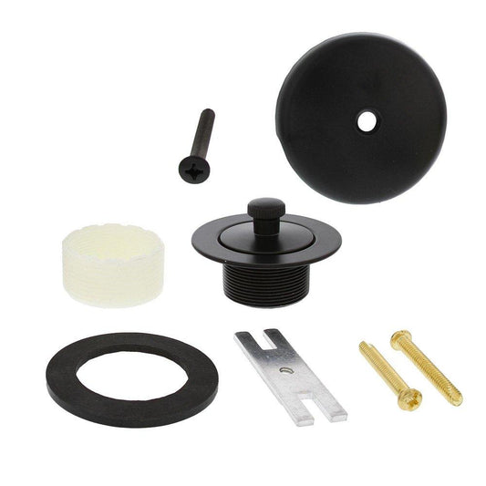 Jones Stephens B51039 Matte Black One-Hole Lift and Turn Tub Drain Trim Kit, Includes Two-Hole Conversion Bar