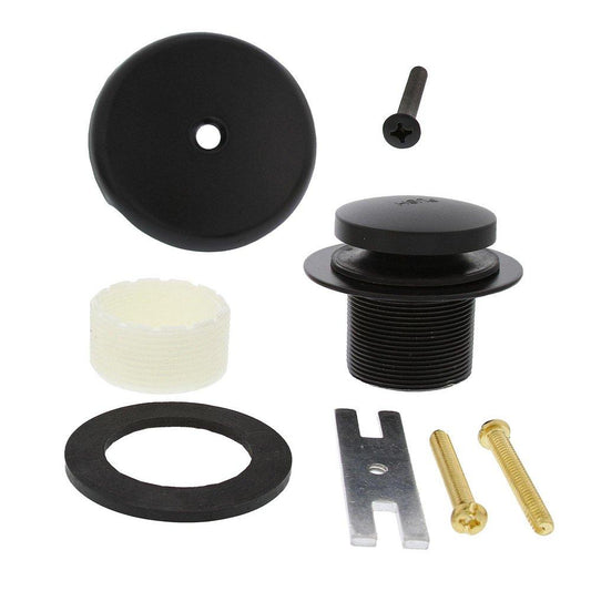 Jones Stephens B51038 Matte Black One-Hole Toe Touch Tub Drain Trim Kit, Includes Two-Hole Conversion Bar