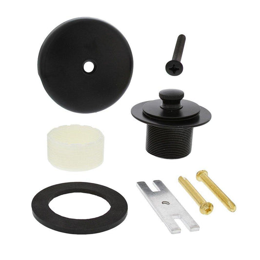 Jones Stephens B51040 Matte Black One-Hole Friction Lift Tub Drain Trim Kit, Includes Two-Hole Conversion Bar