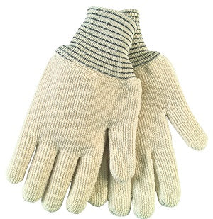 MCR Safety 9433 Hotline Terrycloth Work Gloves 32-Ounce Extra-Heavyweight Loop-Out Seamless and Reversible Heat-Resistant Gloves Black Striped Knit Wrist (1 DZ)