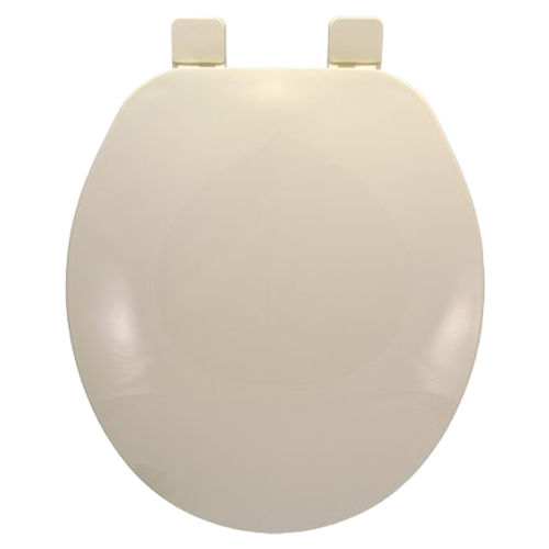 Jones Stephens C101002 Builder Grade Plastic Toilet Seat, Biscuit, Round Closed Front with Cover