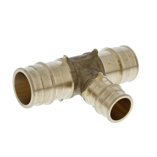 Jones Stephens F76895 1" x 1" x 3/4" F1960 Brass PEX Reducing Tee, Bag of 10