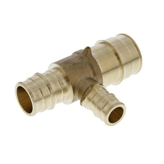 Jones Stephens F76903 1" x 3/4" x 1/2" F1960 Brass PEX Reducing Tee, Bag of 10