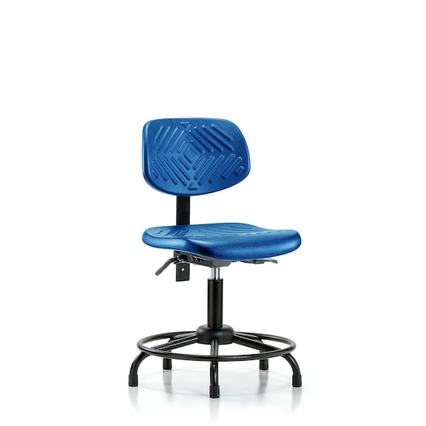 Blue Ridge Ergonomics PDHCH-RT-T1-A0-RG-BLU Polyurethane Chair Round Tube Base - Desk Height with Seat Tilt & Stationary Glides in Blue Polyurethane