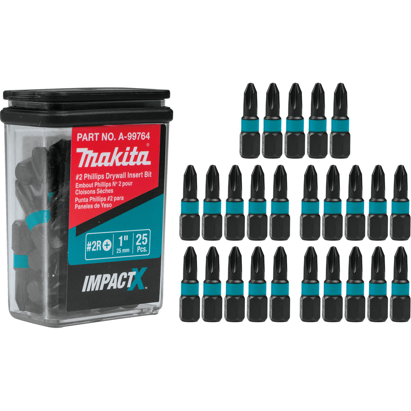 Makita A-99764 ImpactX, #2 Phillips Drywall 1³ Insert Bit, 25/pk