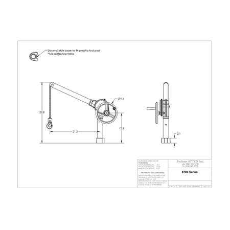 Sky Hook 8700-02 1/4 Ton Load Capacity, 55" Maximum Lift Distance, 1" Per Handwheel Revolution Lift Speed Hoist