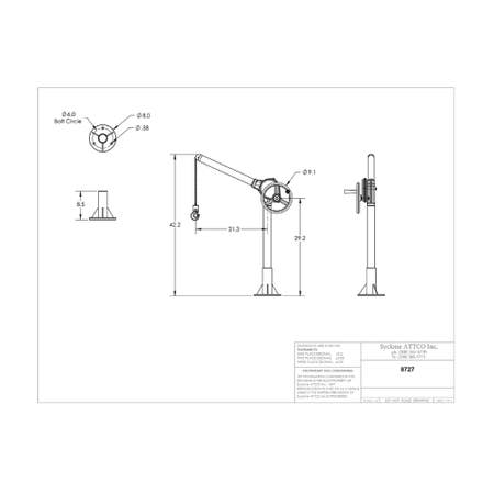 Sky Hook 8727 1/4 Ton Load Capacity, 75" Maximum Lift Distance, 1" Per Handwheel Revolution Lift Speed Hoist