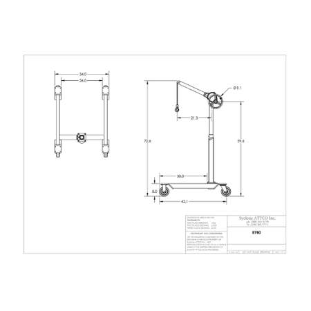 Sky Hook 8760 1/4 Ton Load Capacity, 75" Maximum Lift Distance, 1" Per Handwheel Revolution Lift Speed Hoist