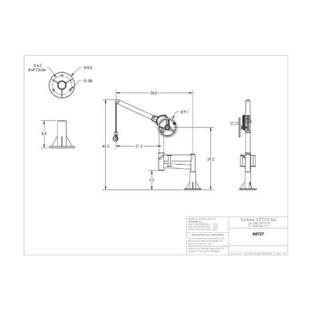 Sky Hook A8727 1/4 Ton Load Capacity, 75" Maximum Lift Distance, 1" Per Handwheel Revolution Lift Speed Hoist