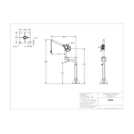 Sky Hook A8750 1/4 Ton Load Capacity, 75" Maximum Lift Distance, 1" Per Handwheel Revolution Lift Speed Hoist