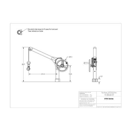 Sky Hook 9700-03 1/4 Ton Load Capacity, 100" Maximum Lift Distance, 1.5" Per Handwheel Revolution Lift Speed Hoist