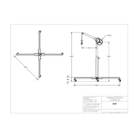 Sky Hook 9757 1/4 Ton Load Capacity, 100" Maximum Lift Distance, 1.5" Per Handwheel Revolution Lift Speed Hoist