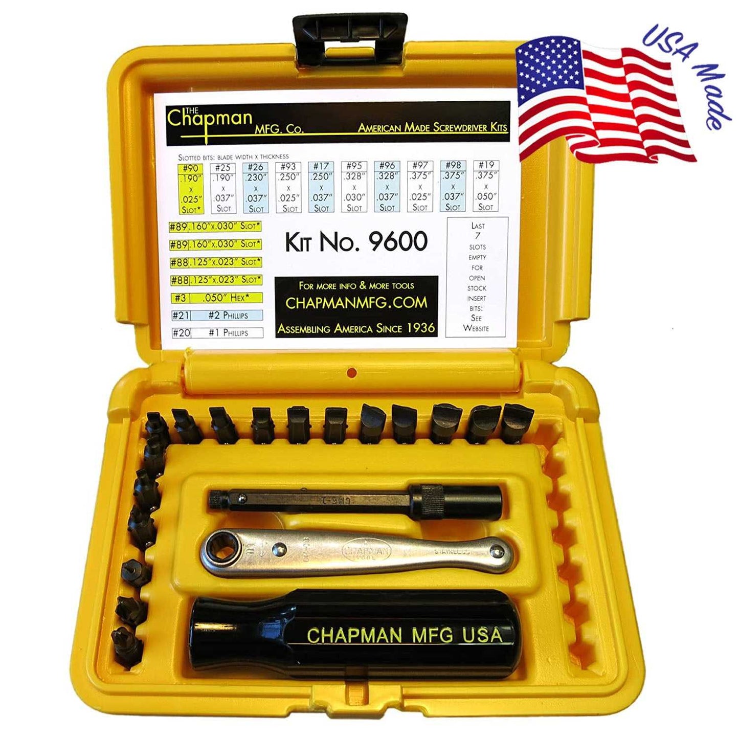 Chapman Mfg 9600 Sewing Machine Screwdriver Set-Safety Yellow