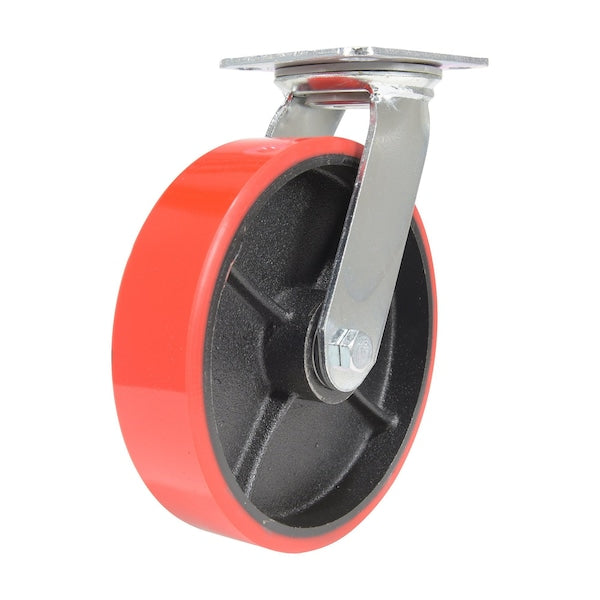 Vestil CST-VE-8X2PU-S Polyurethane Swivel Caster 8 In. Diameter x 2 In. Width 1474 Lb. Capacity Red/Black