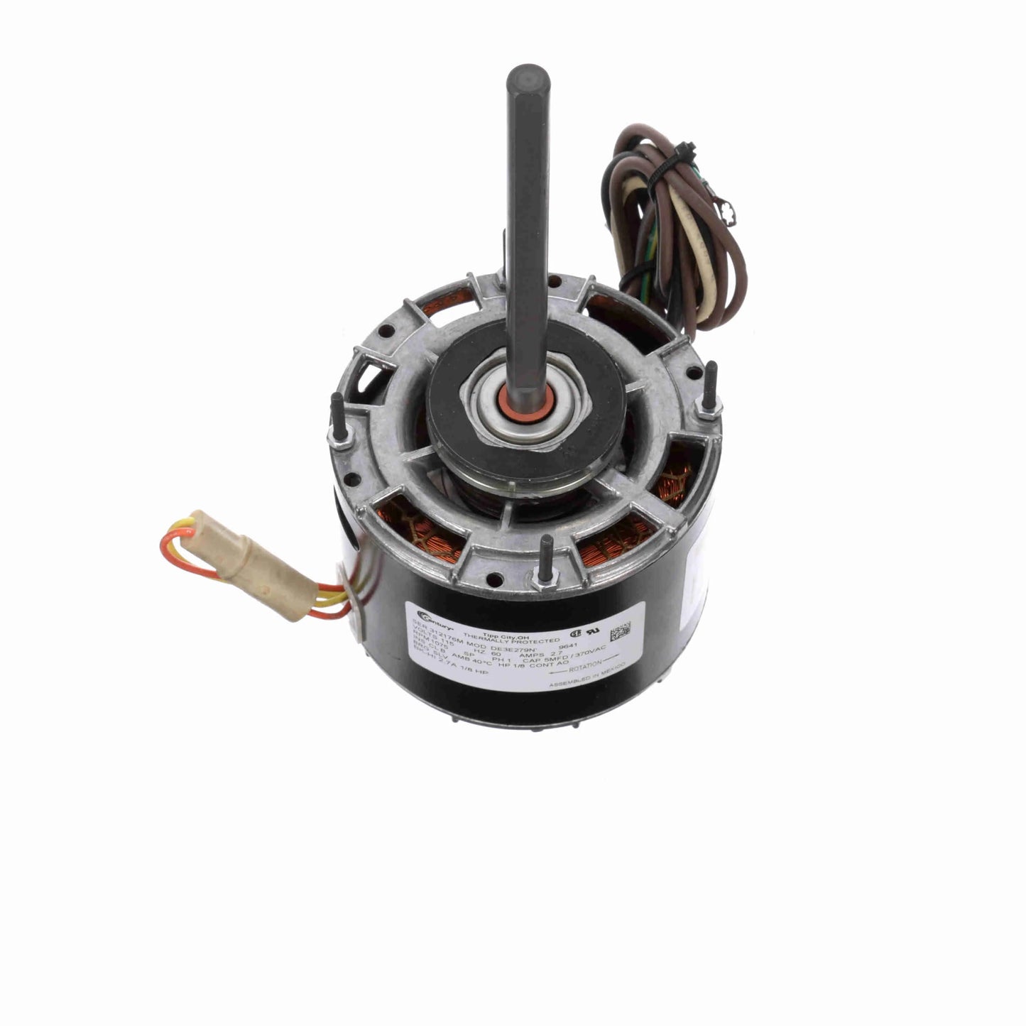 Century Fan and Blower Motor, 1/8 HP, 1 Ph, 60 Hz, 115 V, 1075 RPM, 1 Speed, 42 Frame, OPEN - 9641