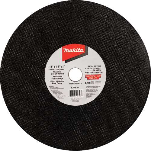 Makita 965-210-621 12" x 1/8" x 1" Abrasive Cut‘Off Wheel, Ferrous Metals, 10/pk