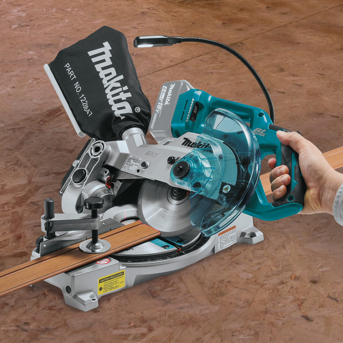 Makita XSL05Z 18V LXT® Lithium‘Ion Brushless Cordless 6‘1/2" Compact Dual‘Bevel Compound Miter Saw with Laser, Tool Only