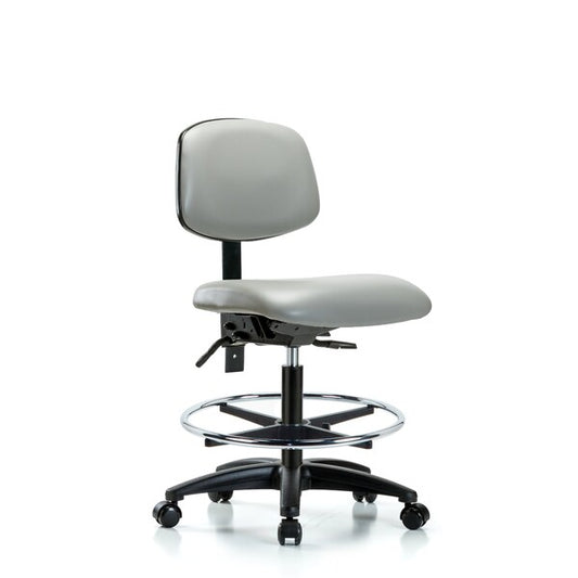 Blue Ridge Ergonomics VMBCH-MB-RG-T0-A0-NF-RC-8567 Rutledge Vinyl Chair - Medium Bench Height with Medium Back & Casters in Dove Trailblazer™ Vinyl