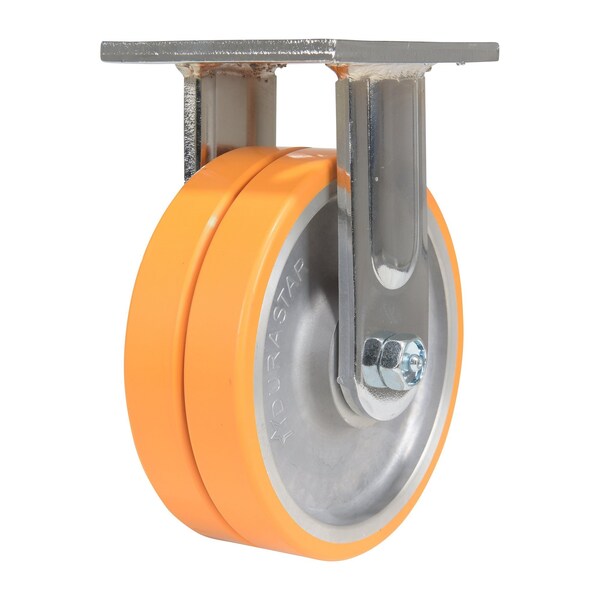 Vestil CST-FXE-6X2DSI-R Sirius Polyurethane Dual Rigid Caster 6 In. Diameter x 2 In. Width 1500 lb Orange/Gray