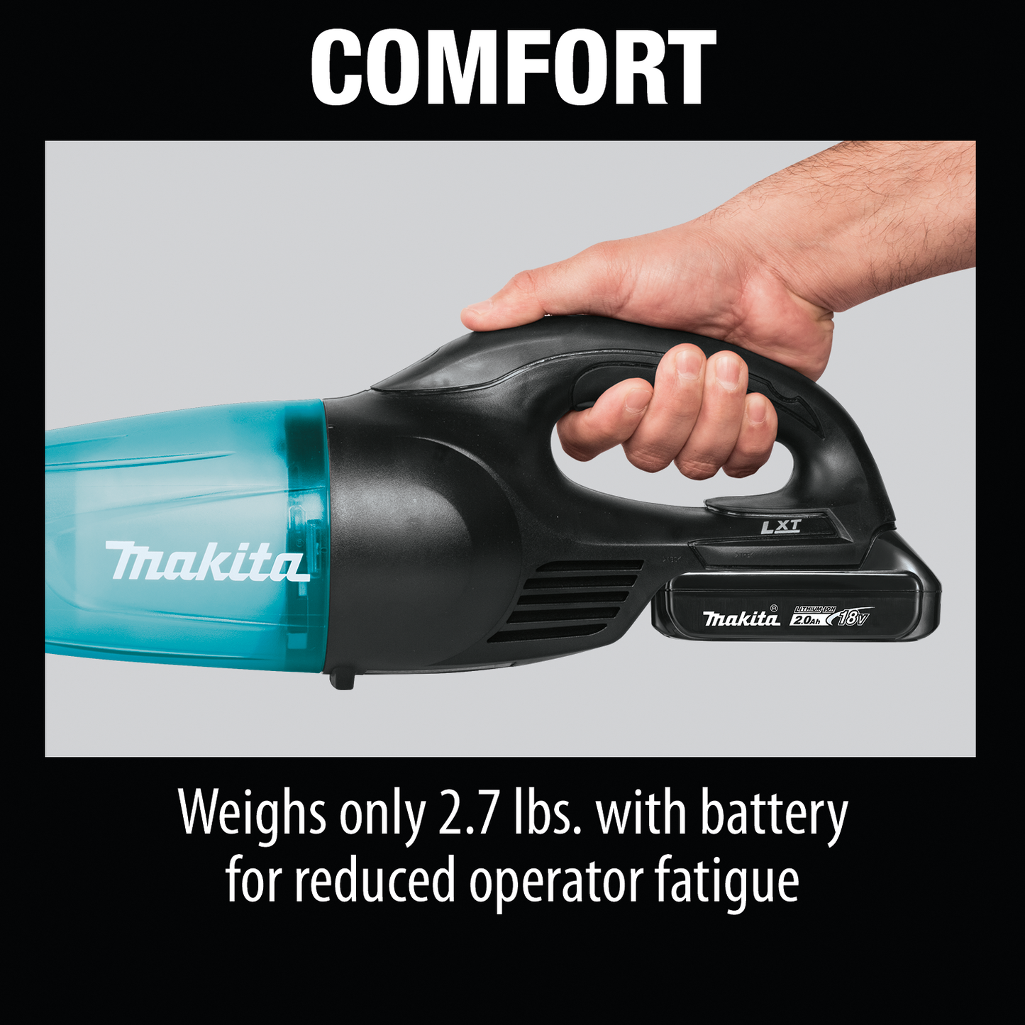 Makita XLC02R1B 18V LXT® Lithium‘Ion Compact Cordless Vacuum Kit (2.0Ah)