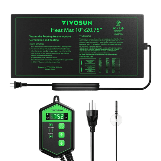 Vivosun 10'x20.75' Seedling Heat Mat and Digital Thermostat Combo Set MET Standard