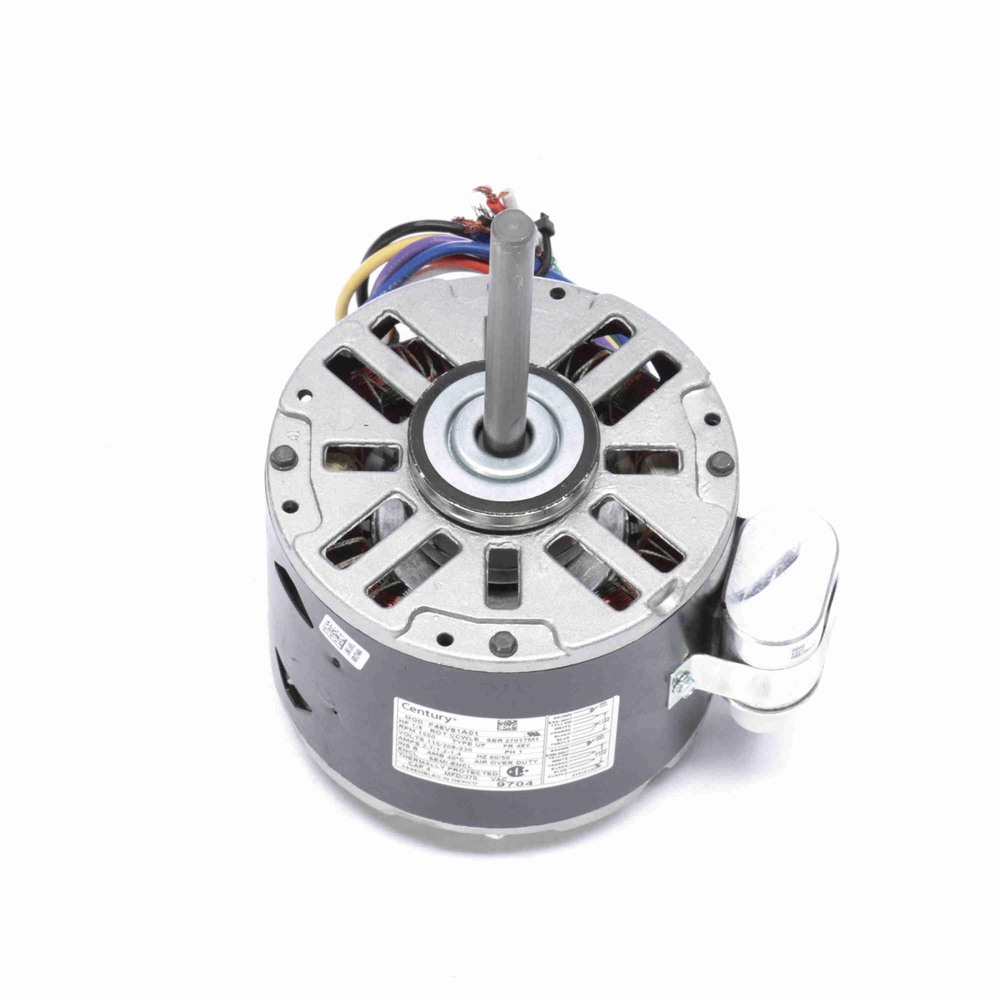 Century Fan and Blower Motor, 1/8 HP, 1 Ph, 60 Hz, 115/208-230 V, 1550 RPM, 1 Speed, 48 Frame, SEMI ENCLOSED - 9704