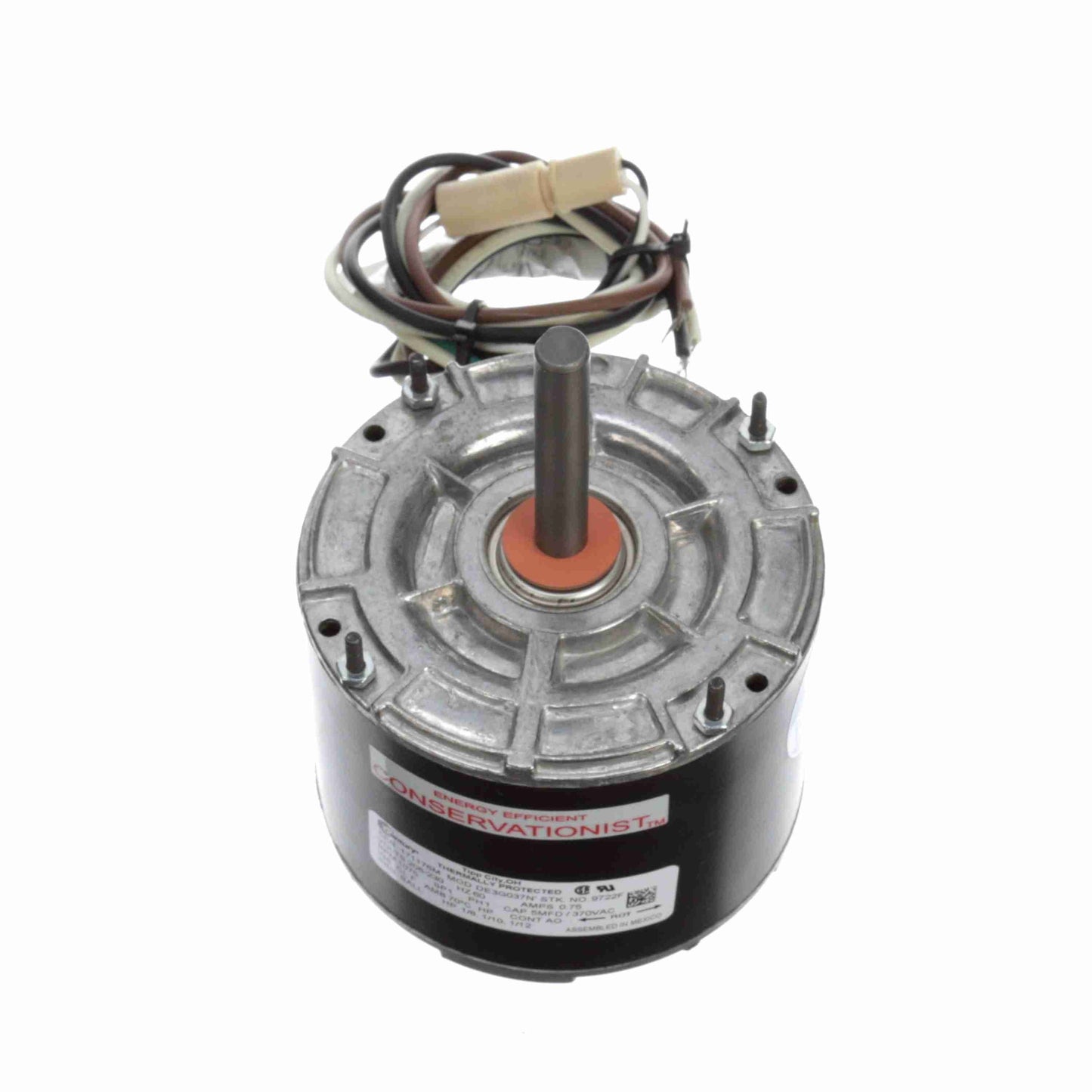 Century MULTIFIT® Condenser Fan Motor, 1/8, 1/10, 1/12 HP, 1 Ph, 60 Hz, 208-230 V, 1075 RPM, 1 Speed, 42 Frame, TEAO - 9722