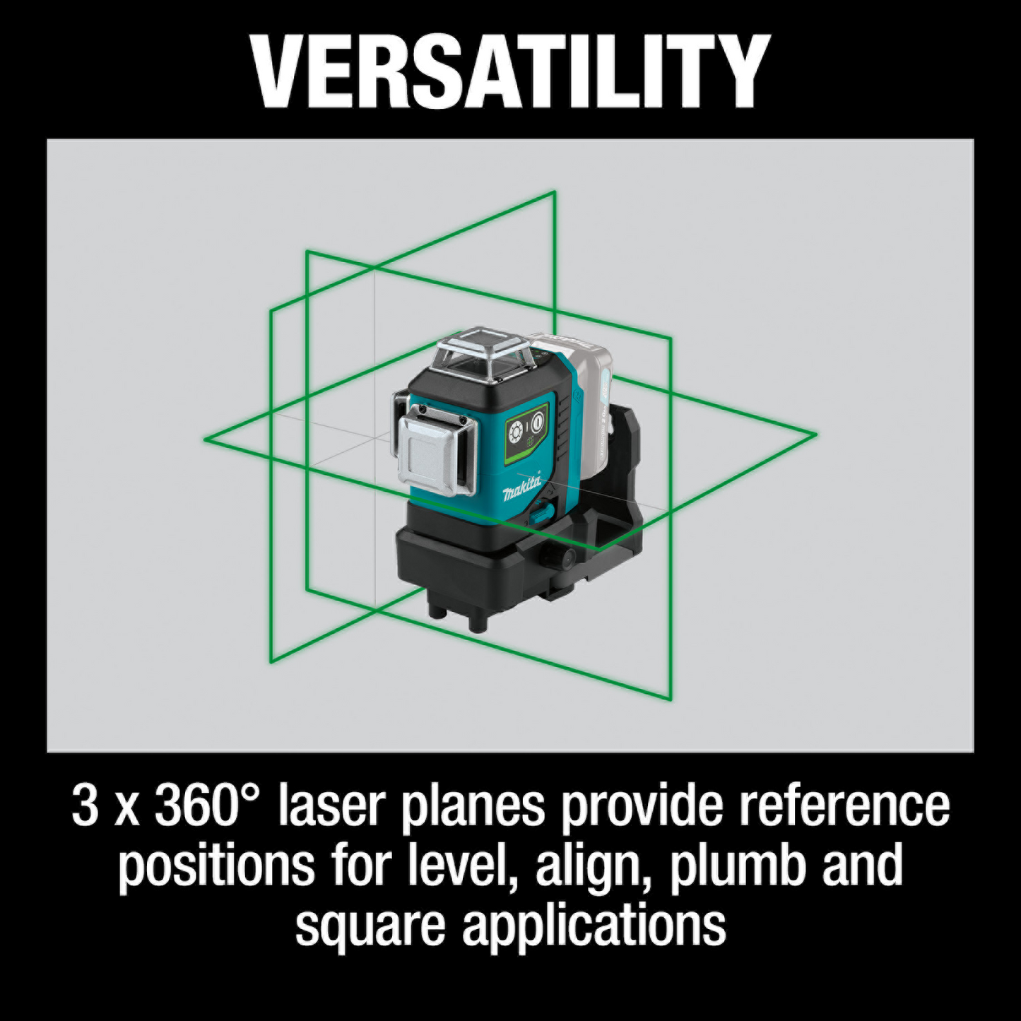 Makita SK700GD 12V max CXT® Lithium‘Ion Cordless Self‘Leveling 360° 3‘Plane Green Laser, Tool Only