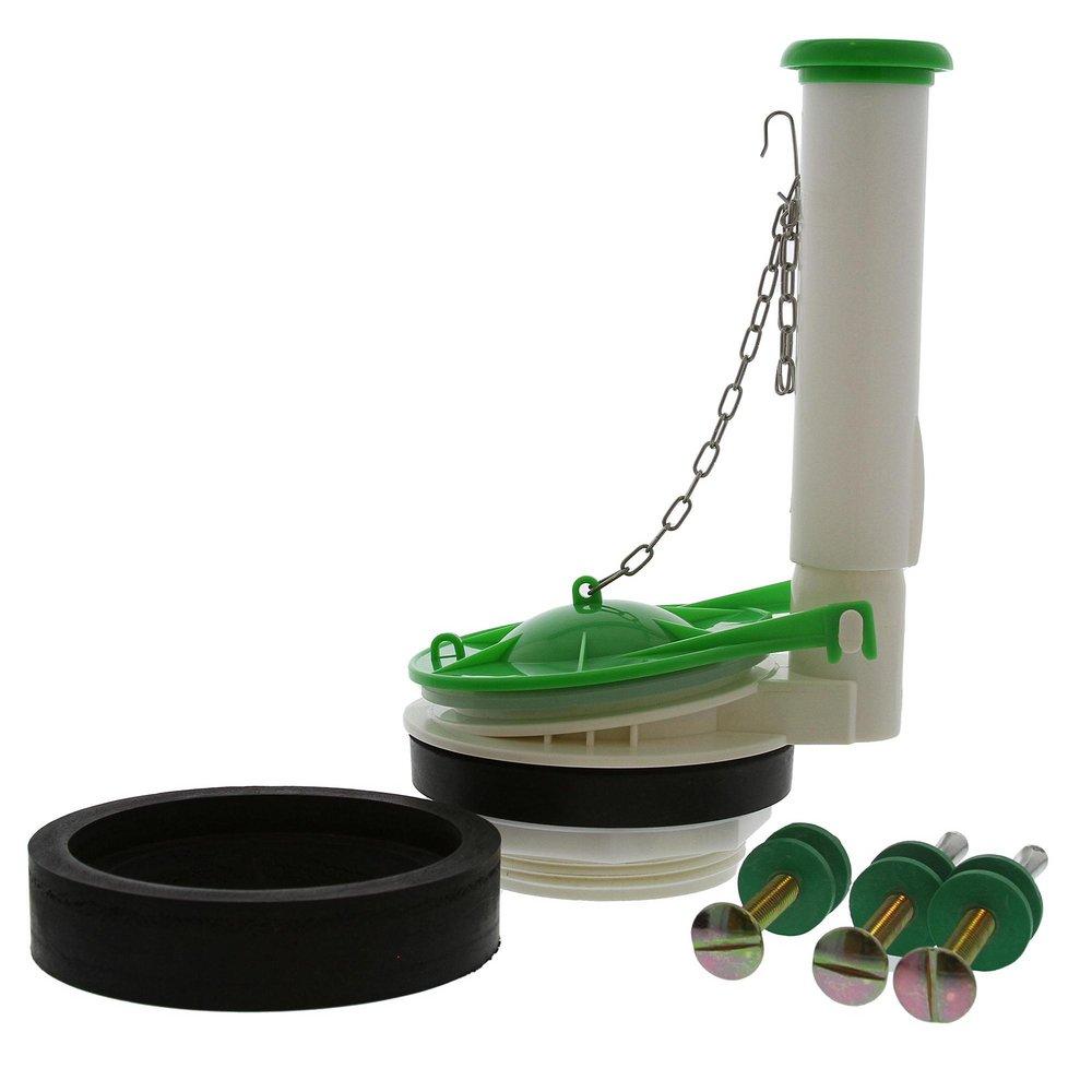 Jones Stephens C05073A 3" Plastic Flush Valve with Adjustable Overflow Tube and Flapper, 3" Tank to Bowl Gasket, and Brass Plated Tank to Bowl Bolt Set