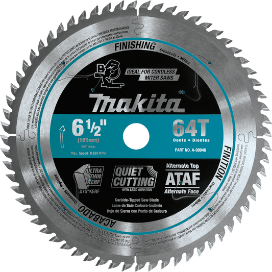 Makita A-99948 6‘1/2" 64T Carbide‘Tipped Ultra‘Thin Kerf Saw Blade