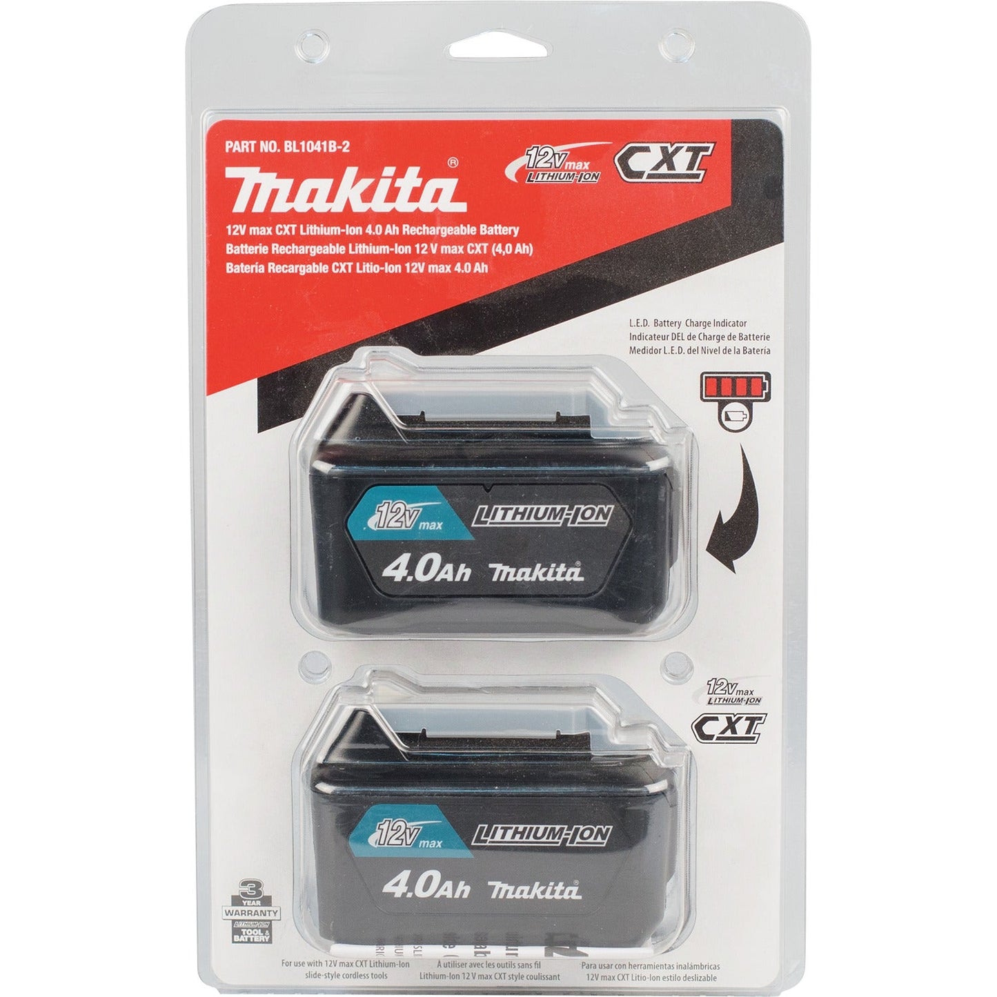 Makita BL1041B-2 12V max CXT® Lithium‘Ion 4.0Ah Battery, 2/pk