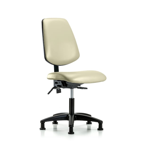 Blue Ridge Ergonomics VDHCH-MB-RG-T0-A0-RG-8501 Rutledge Vinyl Chair - Desk Height with Medium Back & Stationary Glides in Adobe White Trailblazer™ Vinyl