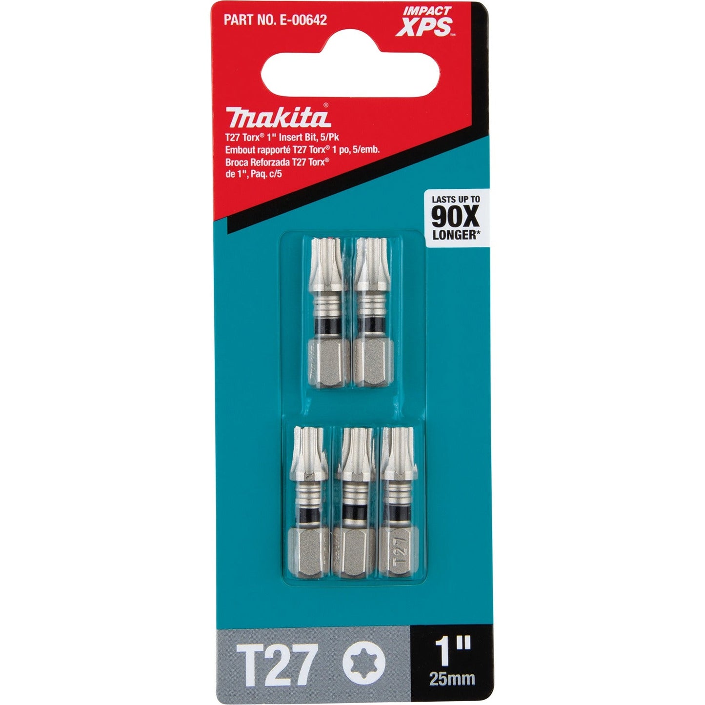 Makita E-00642 Impact XPS® T27 Torx 1" Insert Bit, 5/pk