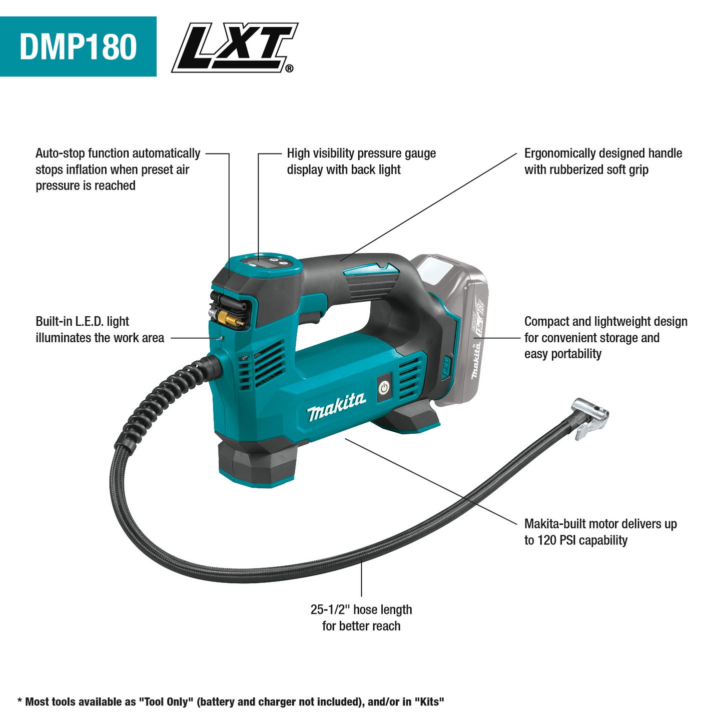 Makita DMP180SYX 18V Lxt® Lithiumion Cordless Inflator Kit (1.5Ah)