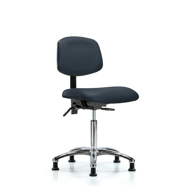 Blue Ridge Ergonomics VMBCH-CR-T0-A0-NF-RG-8582 Rutledge Vinyl Chair Chrome - Medium Bench Height with Stationary Glides in Imperial Blue Trailblazer™ Vinyl